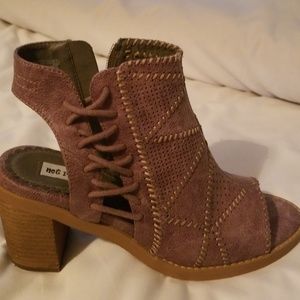 Women's suede peep toe bootie with side zipper